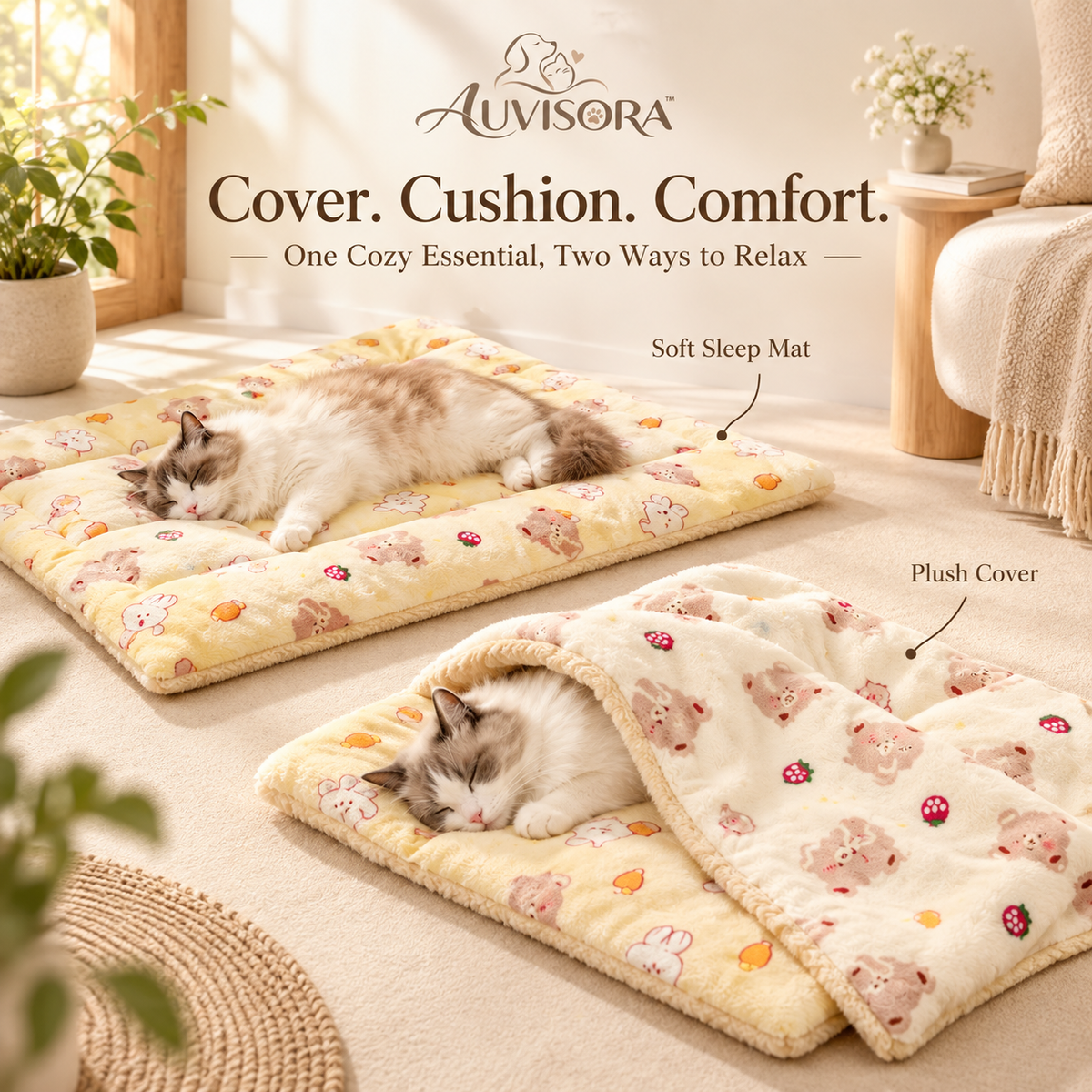 𝑨𝑼𝑽𝑰𝑺𝑶𝑹𝑨™ PlushCloud Reversible Pet Blanket