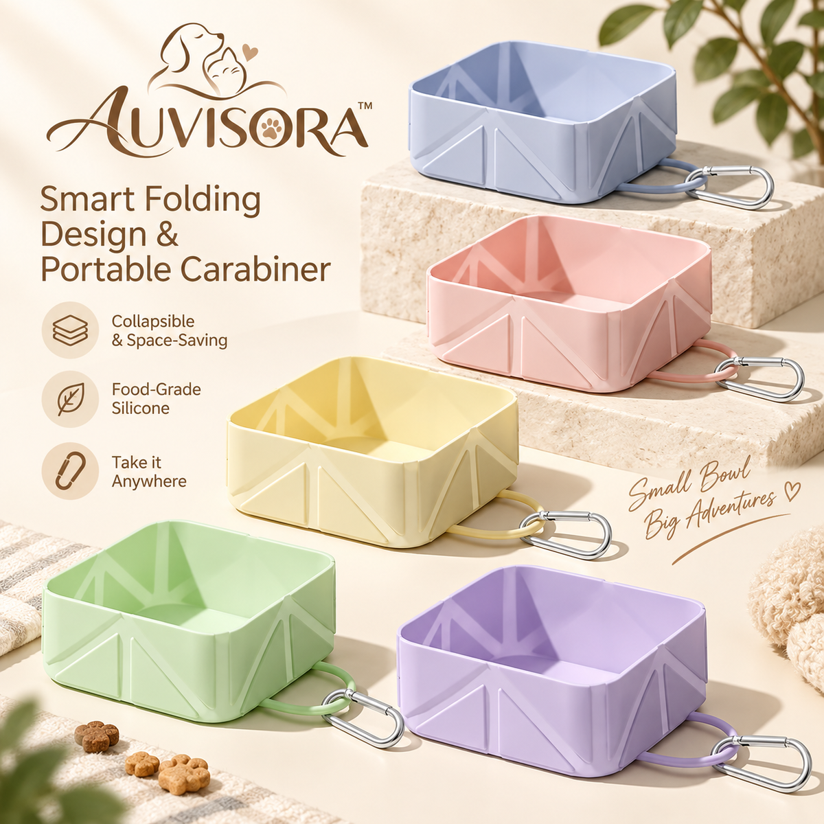 𝑨𝑼𝑽𝑰𝑺𝑶𝑹𝑨™ MacaronTravel Collapsible Pet Bowl