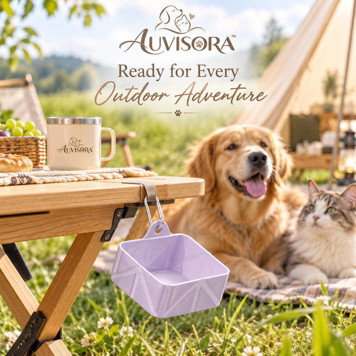 𝑨𝑼𝑽𝑰𝑺𝑶𝑹𝑨™ MacaronTravel Collapsible Pet Bowl