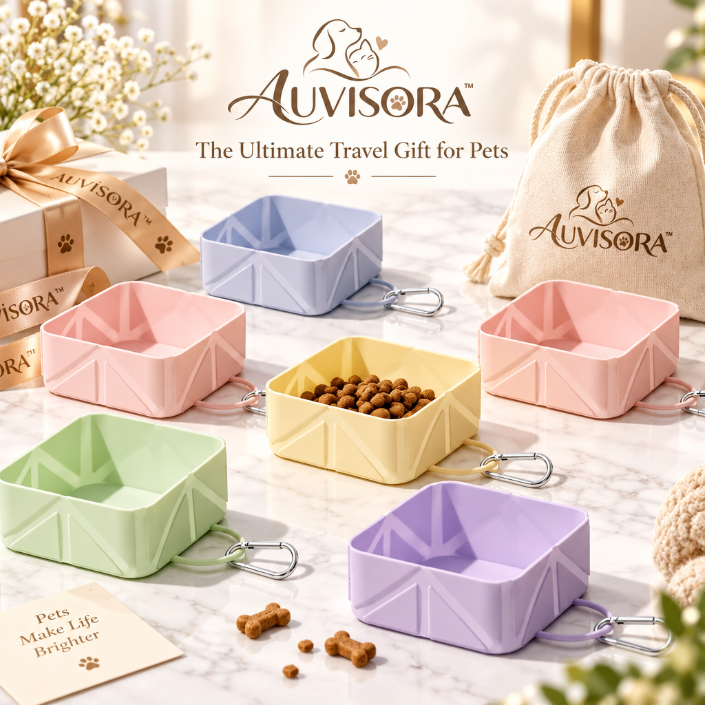 𝑨𝑼𝑽𝑰𝑺𝑶𝑹𝑨™ MacaronTravel Collapsible Pet Bowl