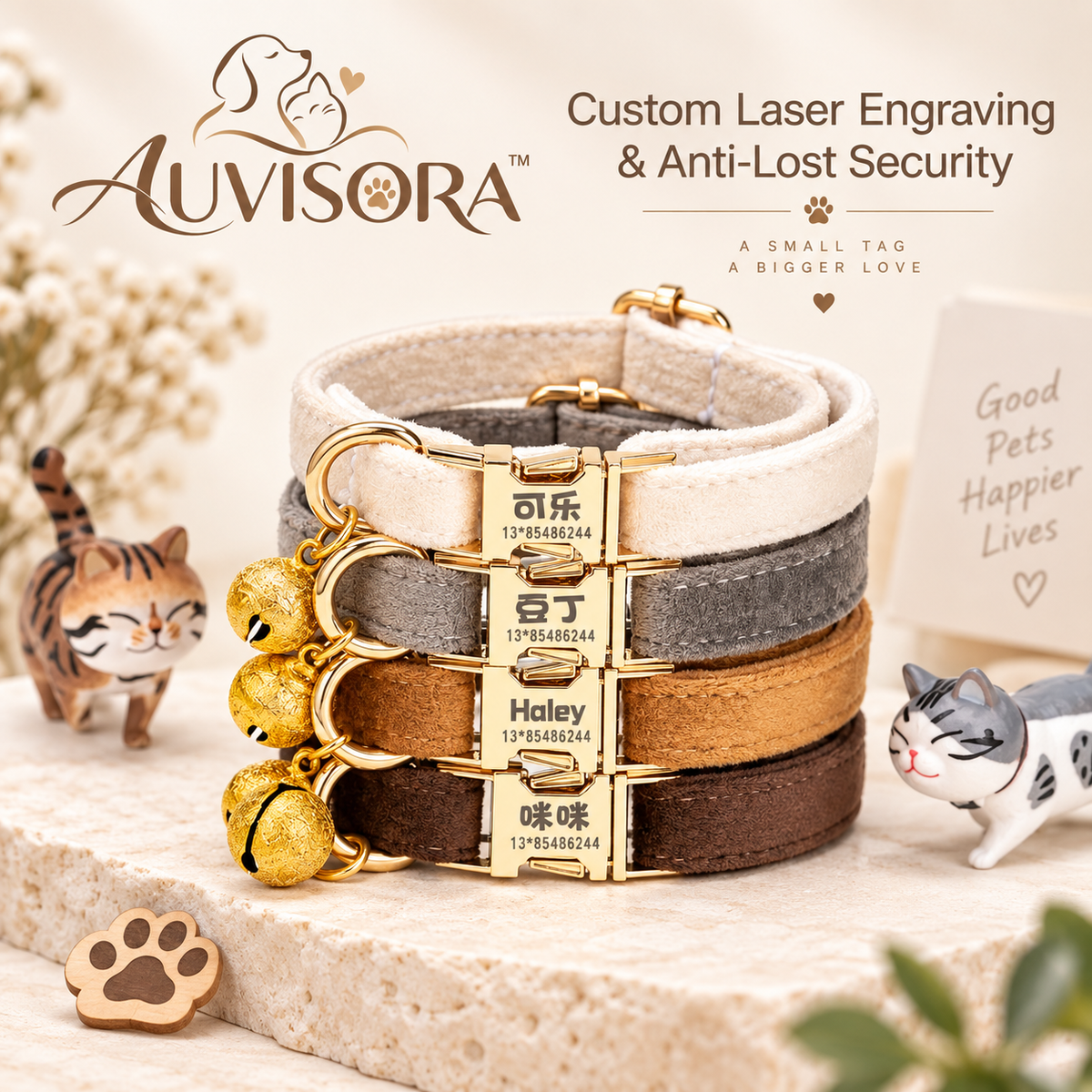 𝑨𝑼𝑽𝑰𝑺𝑶𝑹𝑨™ VelvetLux Personalized Pet Collar