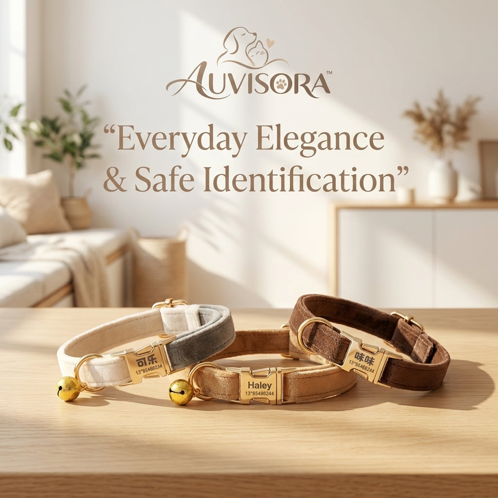 𝑨𝑼𝑽𝑰𝑺𝑶𝑹𝑨™ VelvetLux Personalized Pet Collar
