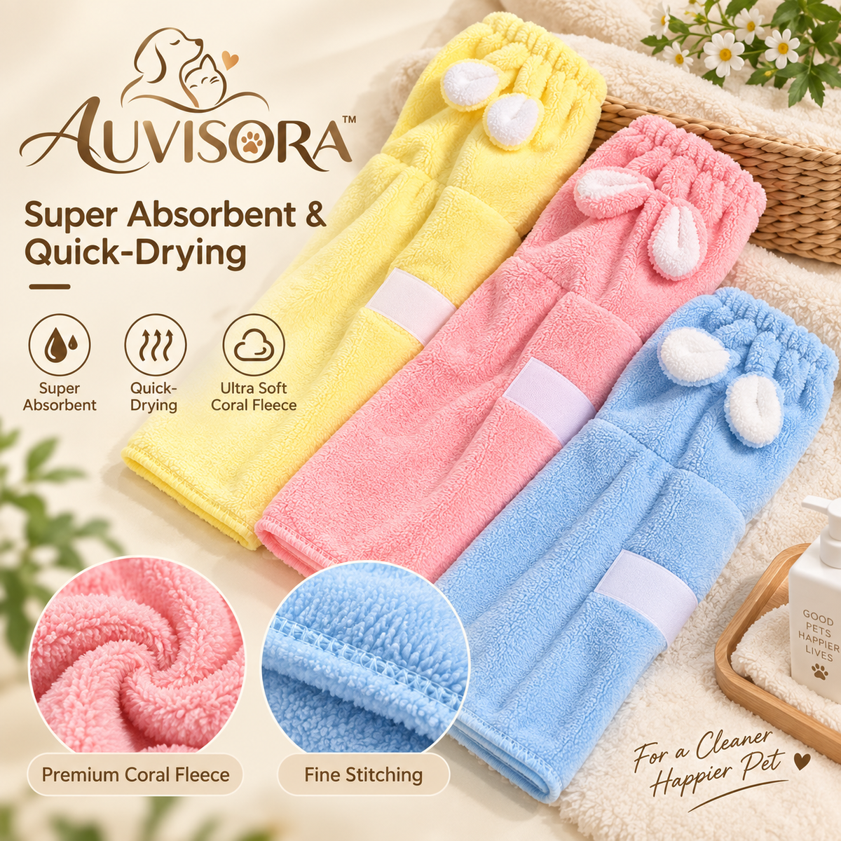 𝑨𝑼𝑽𝑰𝑺𝑶𝑹𝑨™ DryMax Wearable Pet Bathrobe